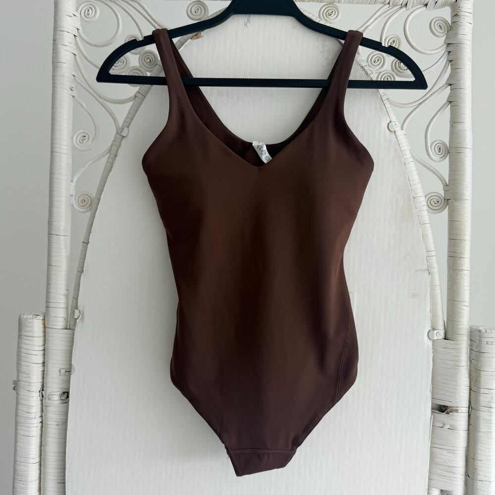 Lululemon Align Bodysuit Womens 4 Brown Java Thong Tank Top Nulu Minimalist NEW - Picture 1 of 6
